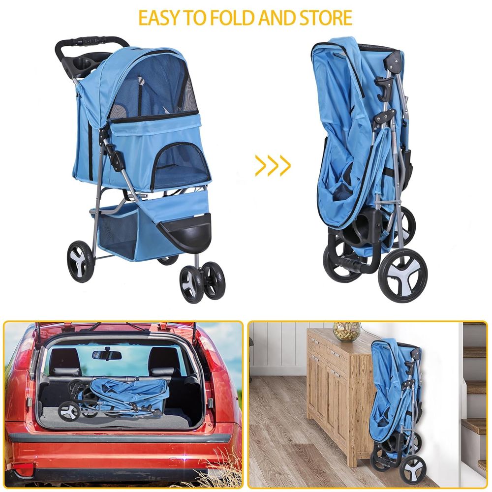 Wózek dla kota i psa, 3-kołowy – Pet Stroller Carrier recenzja i cena